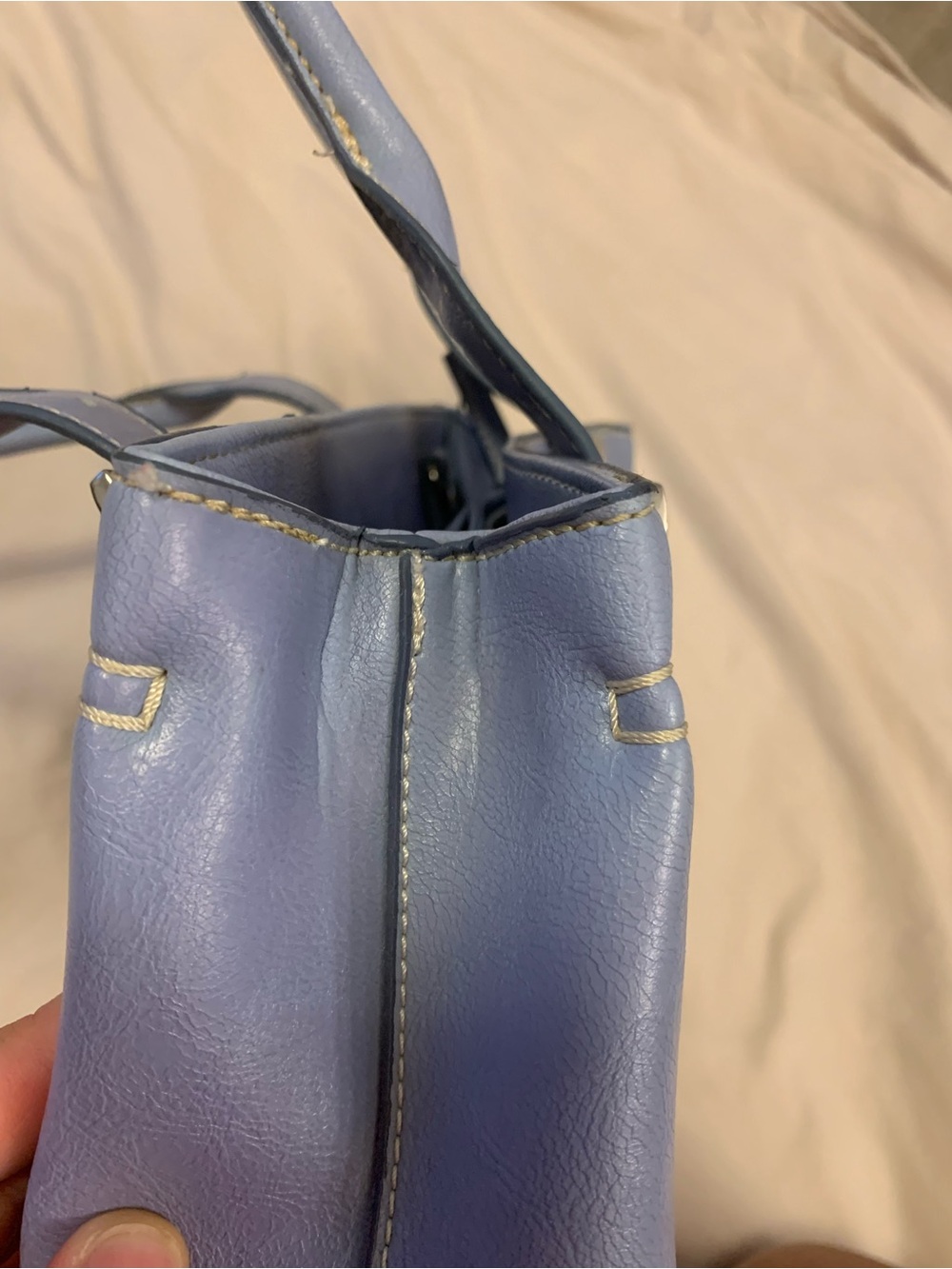 ALDO Lavender Structured Tote Shoulder Bag | Lilac Faux Leather Purse - Picture 3 of 8